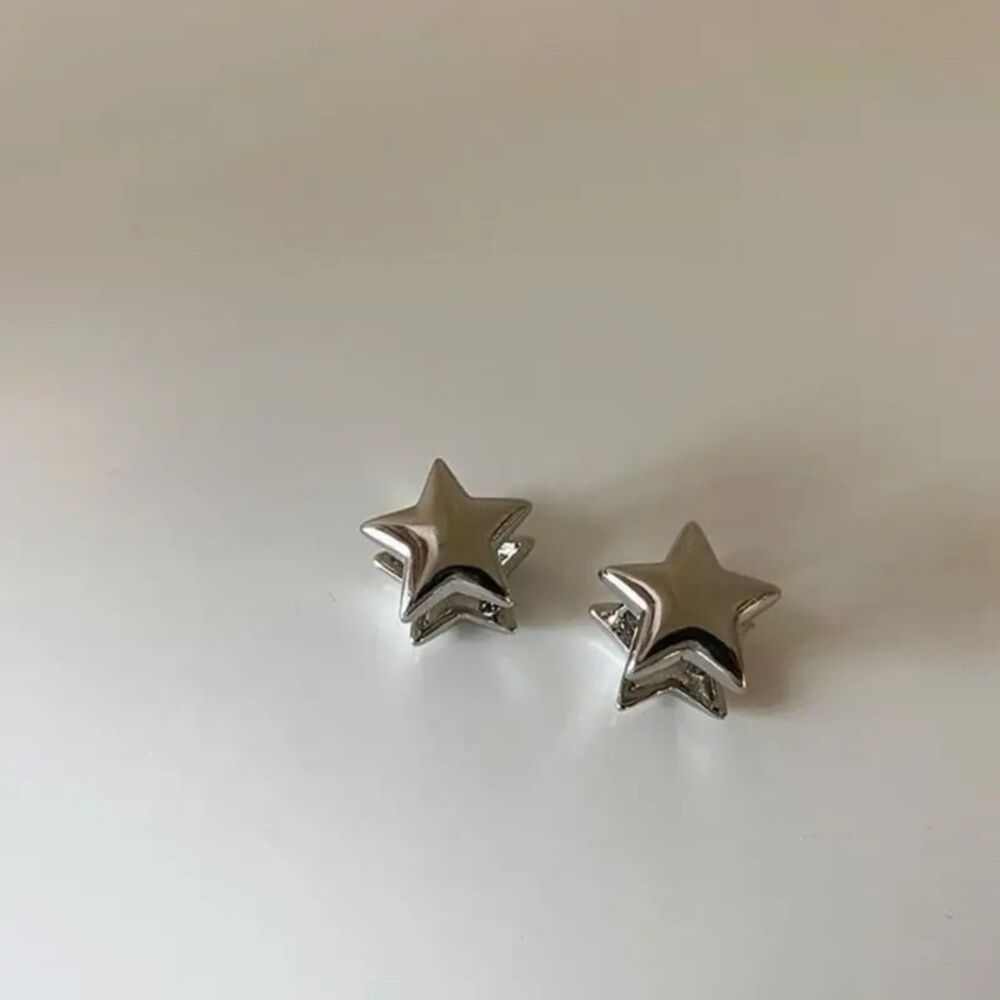 Silver Star Double-Sided Stud Earrings